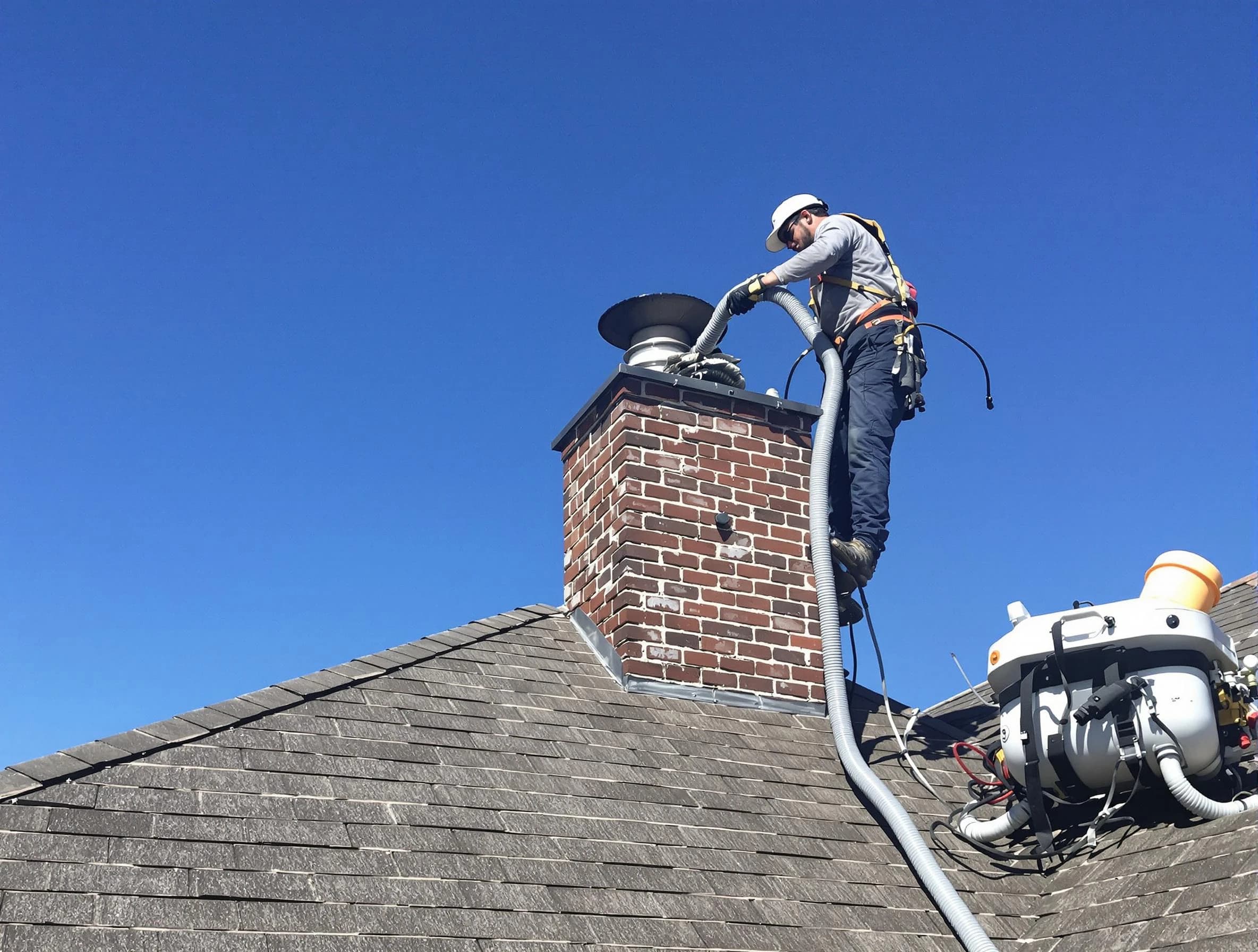 Dedicated Payson Chimney Sweep team member cleaning a chimney in Payson, UT