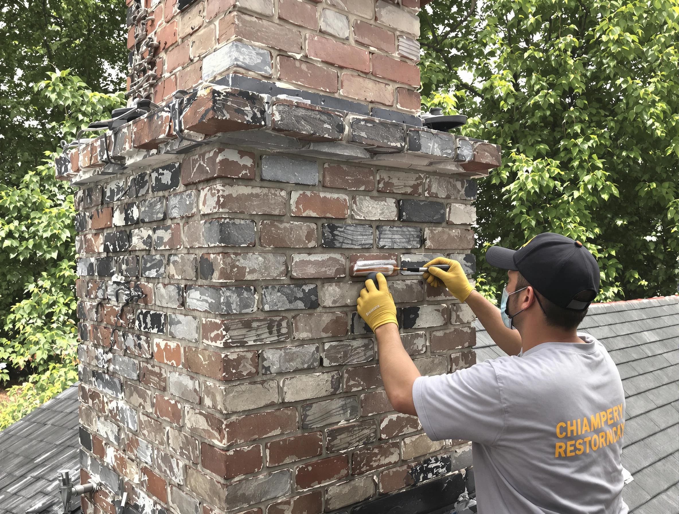 In-progress chimney restoration by Payson Chimney Sweep in Payson, UT