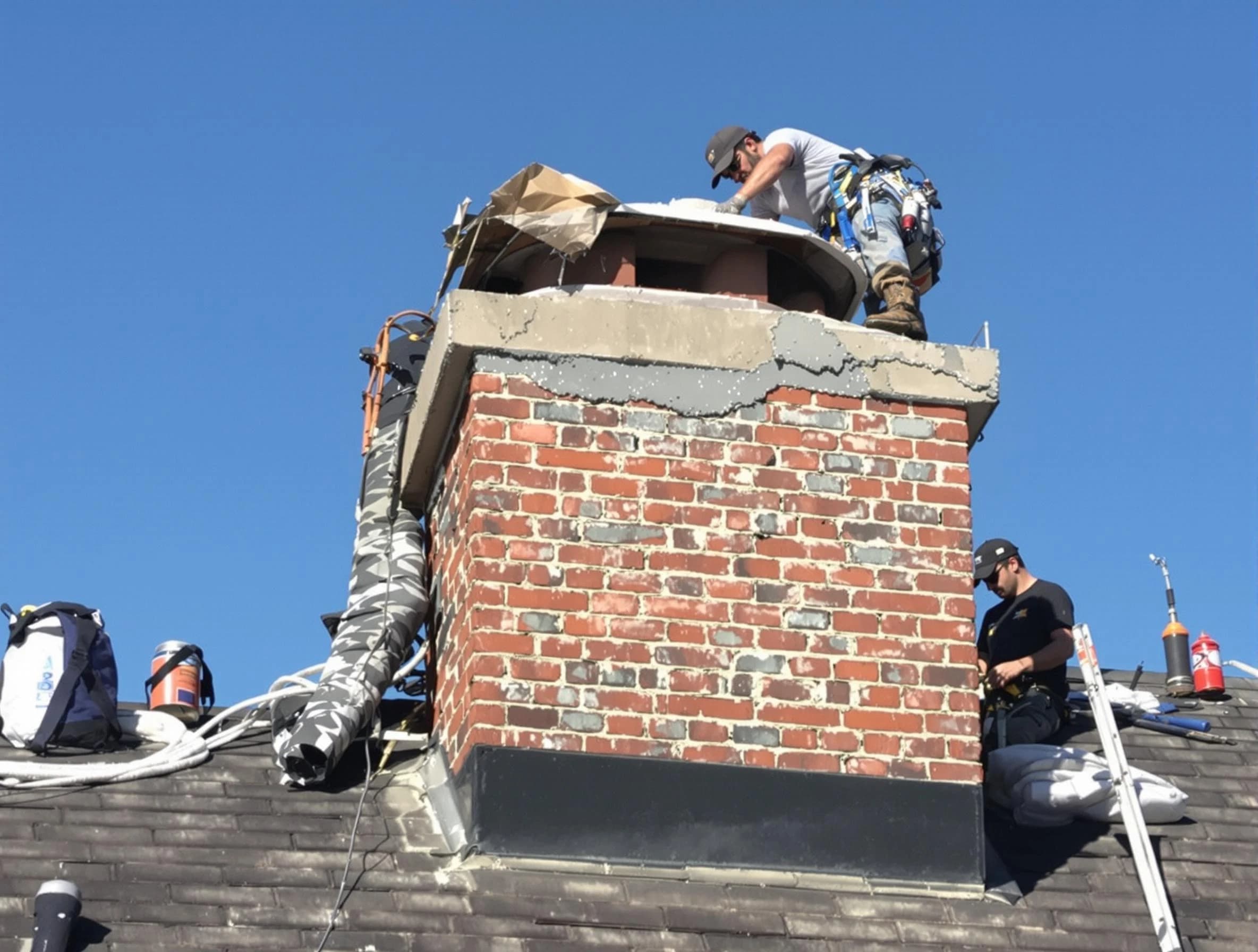 Payson Chimney Sweep installing a custom chimney crown in Payson, UT
