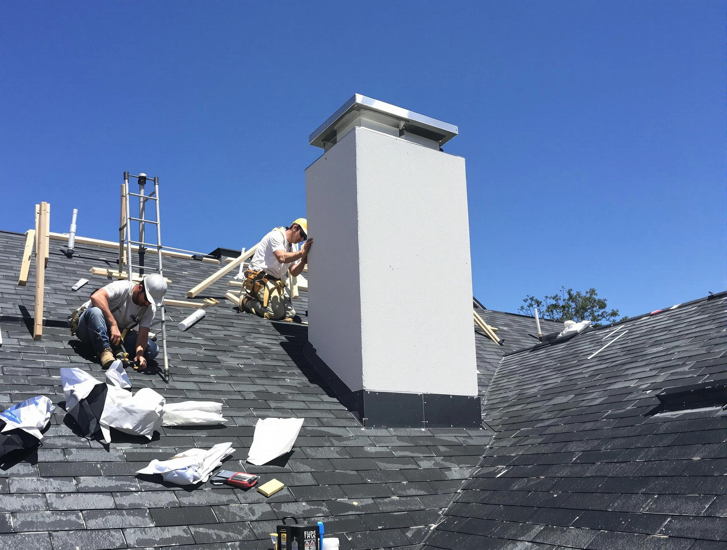 Payson Chimney Sweep crew installing a new chimney in Payson, UT