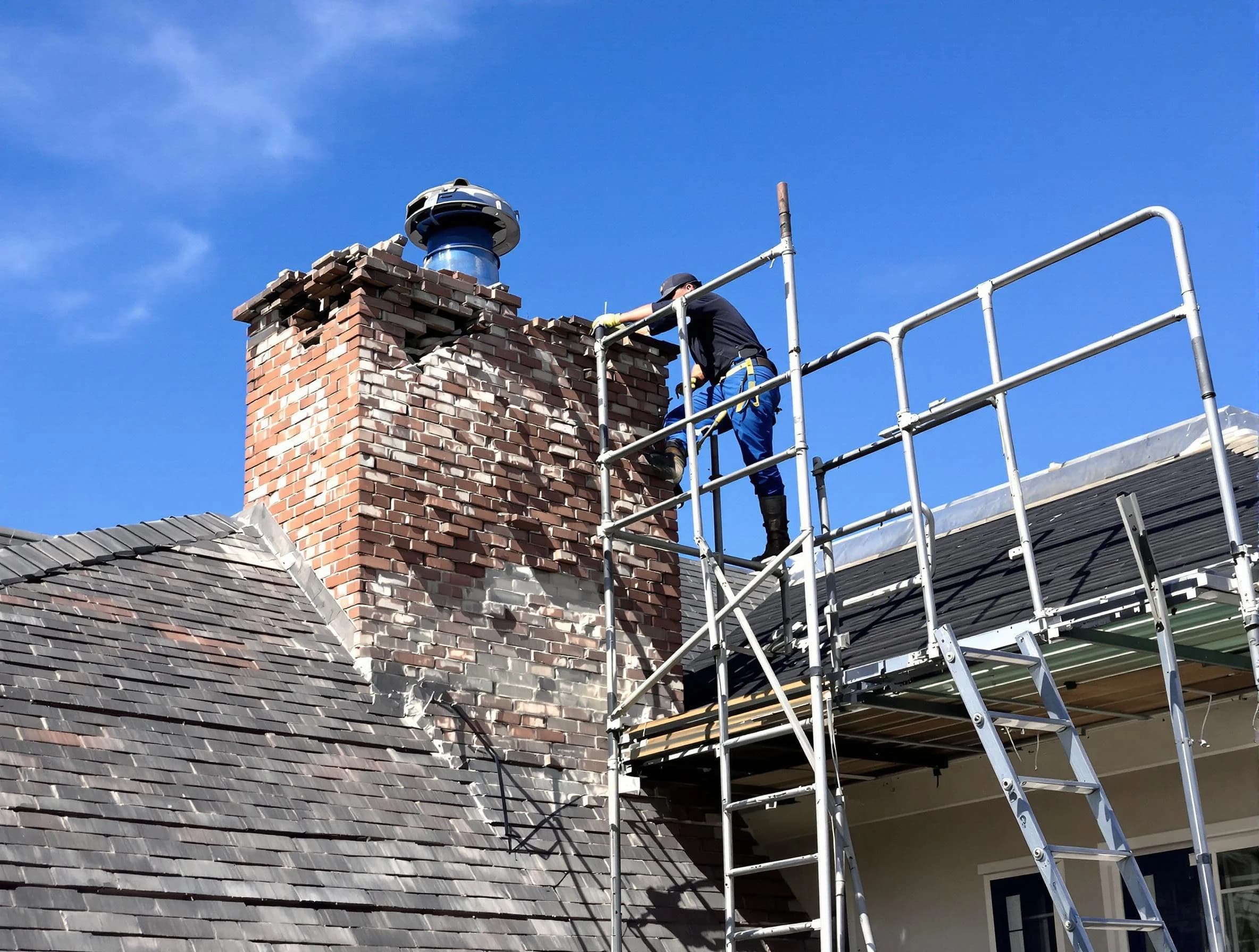 Rebuilding a chimney structure by Payson Chimney Sweep in Payson, UT