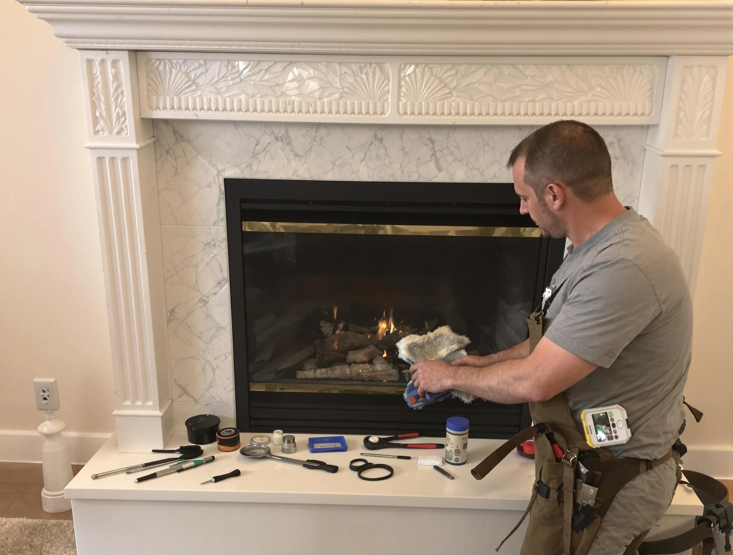 Payson Chimney Sweep performing fireplace maintenance in Payson, UT