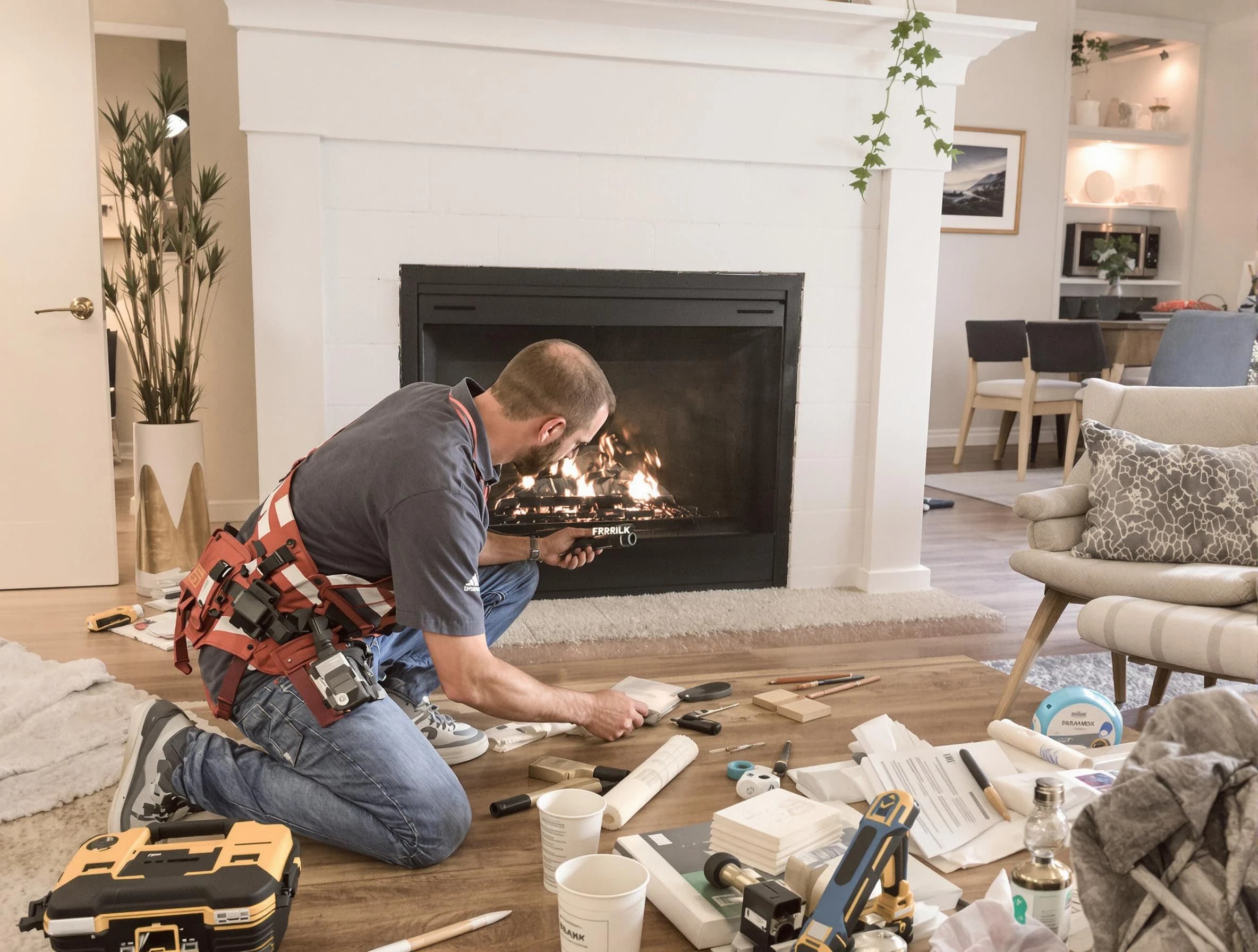Payson Chimney Sweep performing fireplace repair in Payson, UT