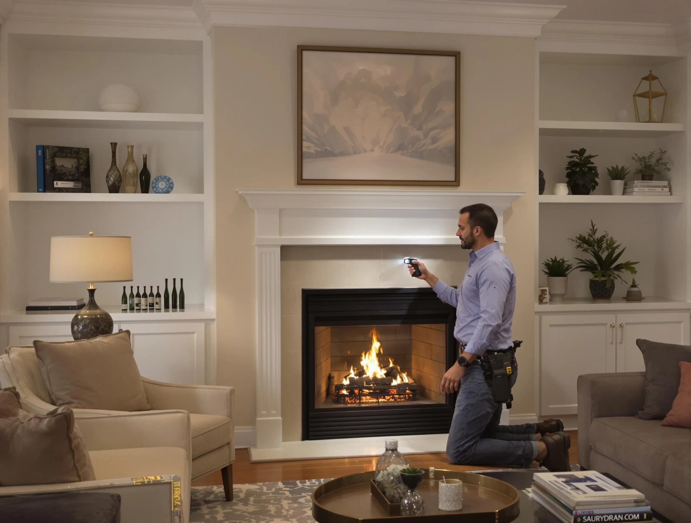 Payson Chimney Sweep conducting a fireplace safety inspection in Payson, UT