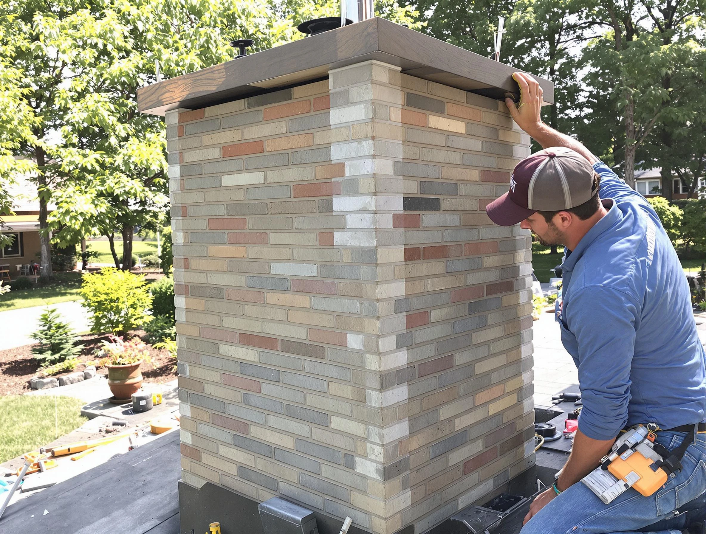 Payson Chimney Sweep completing a modern chimney remodel in Payson, UT